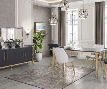 Cleopatra Antrasit Luxurious Dining Sets