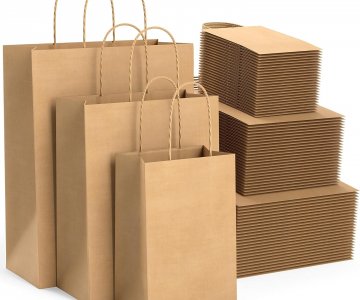 Eco-friendly 90 gsm Kraft Paper Bag with Twisted Handle 33x18x43cm