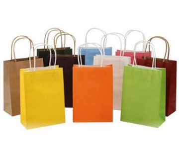 Eco-friendly 90 gsm Kraft Paper Bag with Twisted Handle in Various Colours